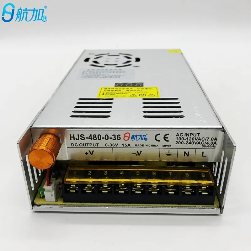 Цифровой дисплей регулируемая мощность 0-36V15A DC Регулируемый импульсный источник питания 480 Вт Hangjia HJS-480-0-36