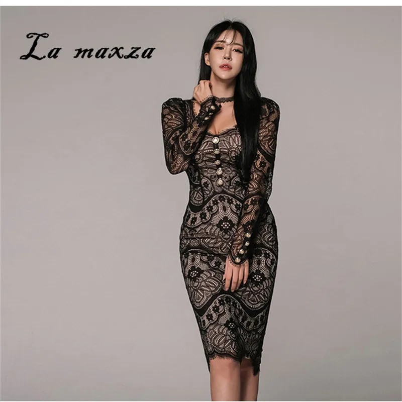 Женское платье-футляр с длинным рукавом элегантное весеннее Повседневное платье