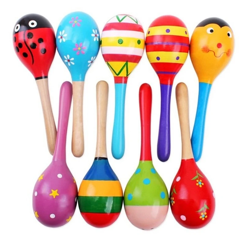 

1PC Colorful Wooden Maracas Baby Child Toy Shaker Rattle Musical Instrument Party Kids Toys Random Color 12 X 3.5 cm