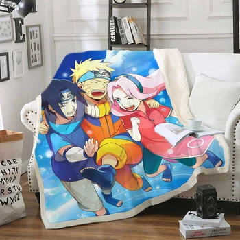 

Anime Naruto Funny character Blanket 3D print Sherpa Blanket on Bed Home Textiles Dreamlike style 01