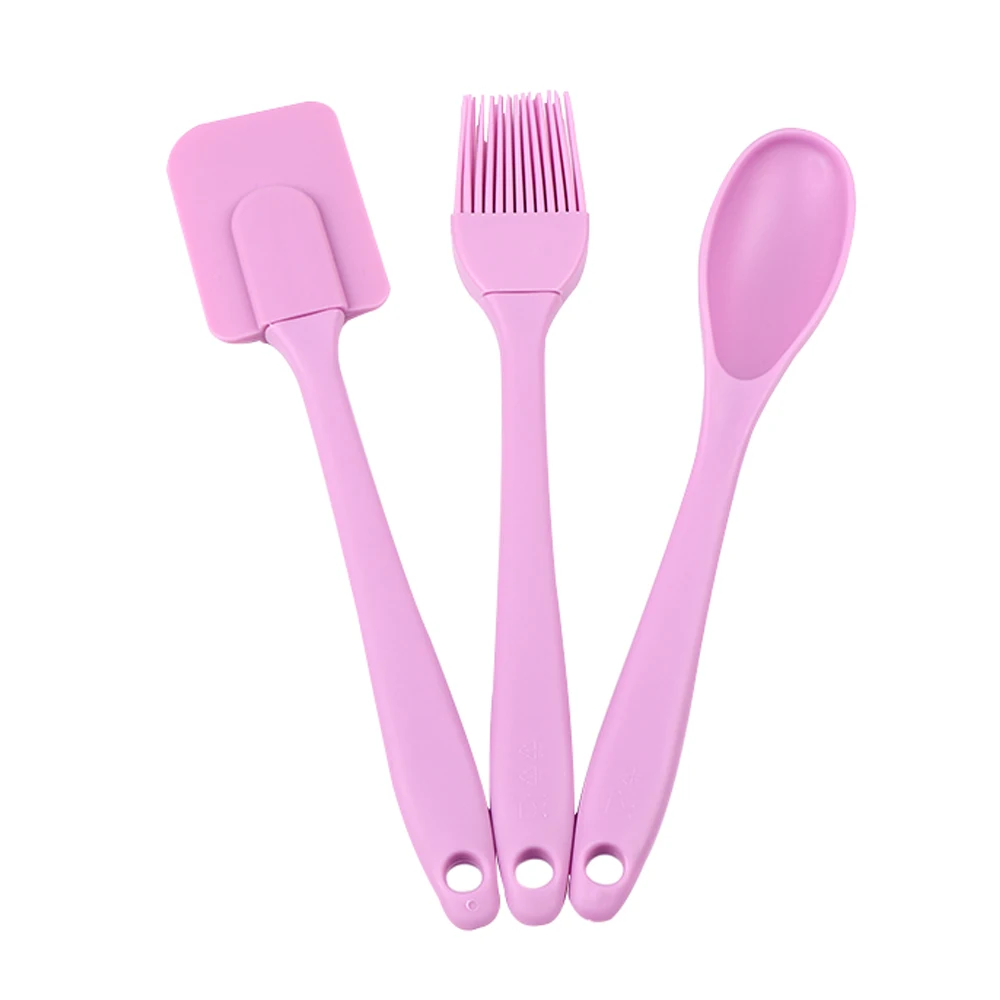  3 Pcs/Set Brush Batter Spatula Set Heat Resistant Silicone Cake Cream Scraper Batter Spatula Baking