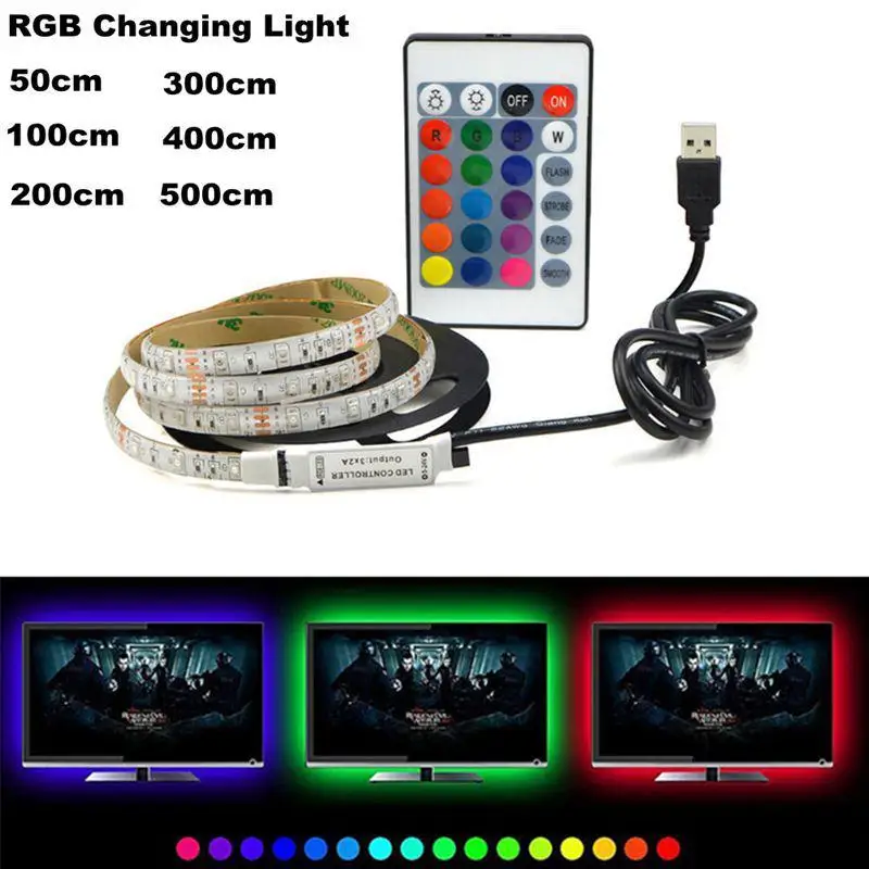 

USB 5V LED Waterproof String Light Lamp Flexible RGB Changing Light Tape SMD 2835 with Remote Control Ribbon