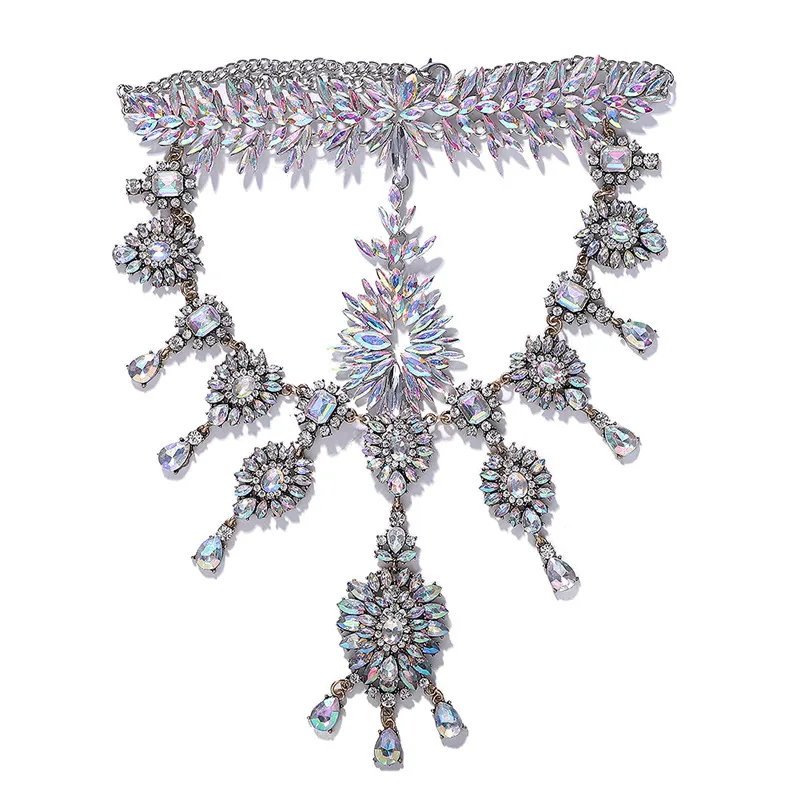 Dvacaman, роскошное колье-ошейник из хрустального стекла для женщин, свадебное цветное массивное ожерелье с подвеской, вечерние подарки - Окраска металла: 3