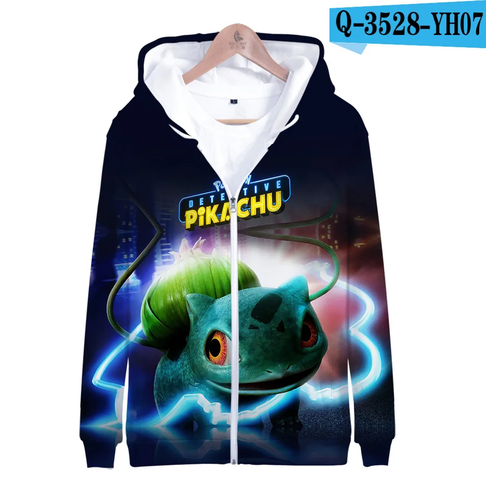 Z&Y 2-20Y Winter Movie Detective Pokemon Pikachu Clothing 3d Hoodie Kids Sweatshirt Cosplay Boys Streetwear Unisex Girls Jacket