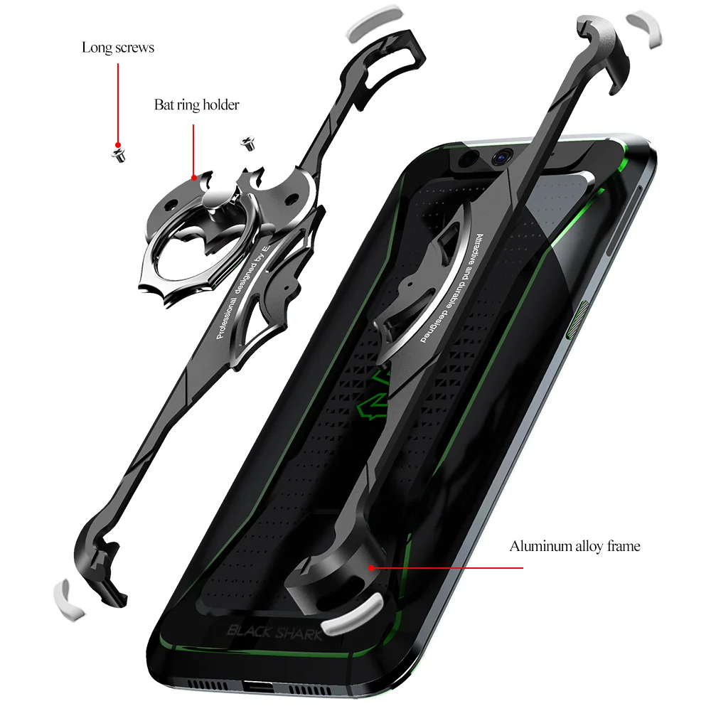 Luxury Xiaomi Cool case Bat Design Batman Back Cover with ring holder metal ring Airbags EVA for Black Shark 3 3pro Metal Case Luxury Xiaomi Cool case Bat Design Batman Back Cover with ring holder metal ring Airbags EVA for Black Shark 3 3pro Metal Case