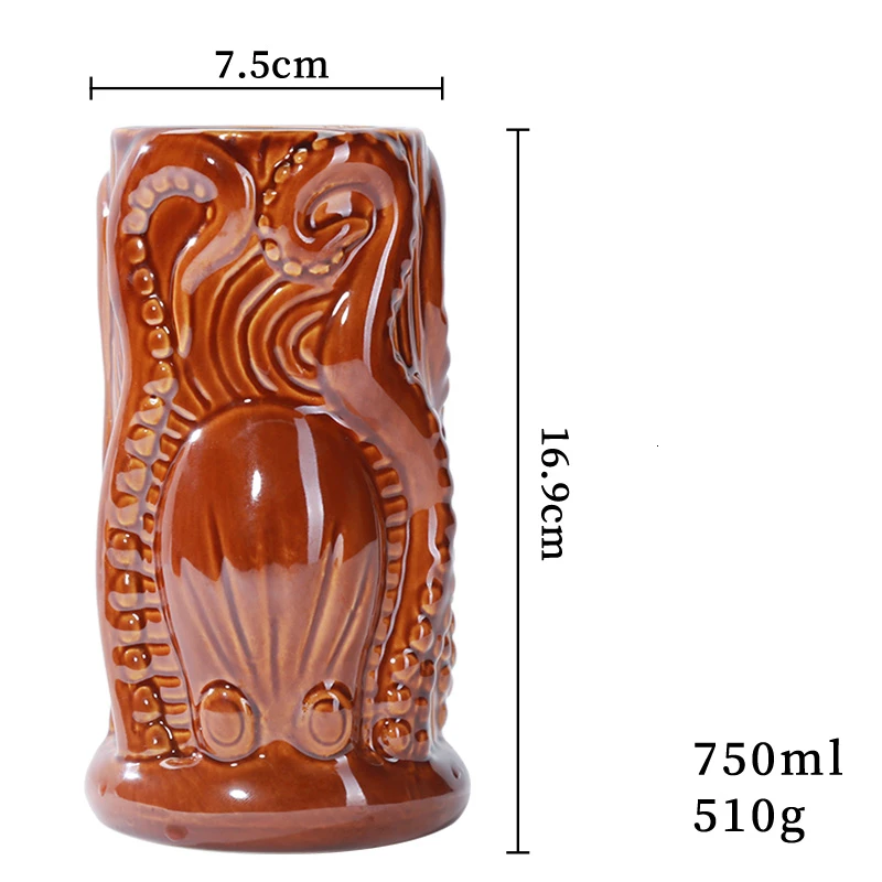 Американский стиль Hawaii Tiki кружка индийский идол Тотем статуя череп бар DIY коктейльное стекло смешивание вина смузи чашка миска-контейнер - Цвет: Design 7
