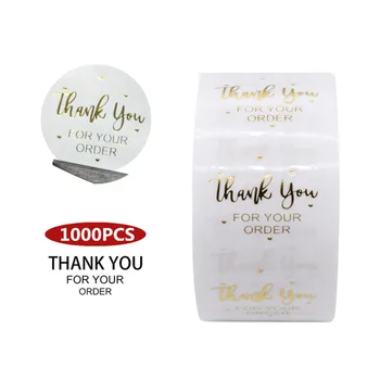 

1000pcs 1" Clear Gold Foil Thank You for Your Order Sticker Small Business Wedding Pretty Gift Envelope Transparent Seal Labels