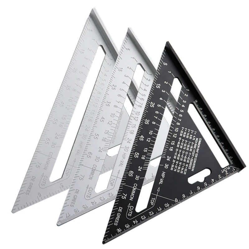 

7'' Aluminum Alloy Triangle Ruler Angle Protractor Miter Speed Square Measuring Ruler For Building Framing Woodworking Tools