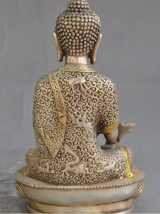 Медный сатуэ " Старый тибетский буддийский храм серебро Shakyamuni Sakyamuni статуя Будды медитации