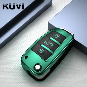 

Carbon Fiber Grain Car-Styling Auto Protection Key Shell Cover Case For Audi A3 8L 8P A4 B6 B7 B8 C6 4F RS3 Q3 Q7 TT 8L 8V S3