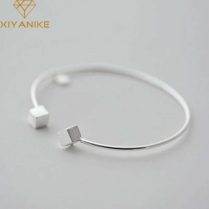 

XIYANIKE 925 Sterling Silver Creative Geometric Opening Bangles & Bracelet for Women Classic Simple Handmade Jewelry Accessories