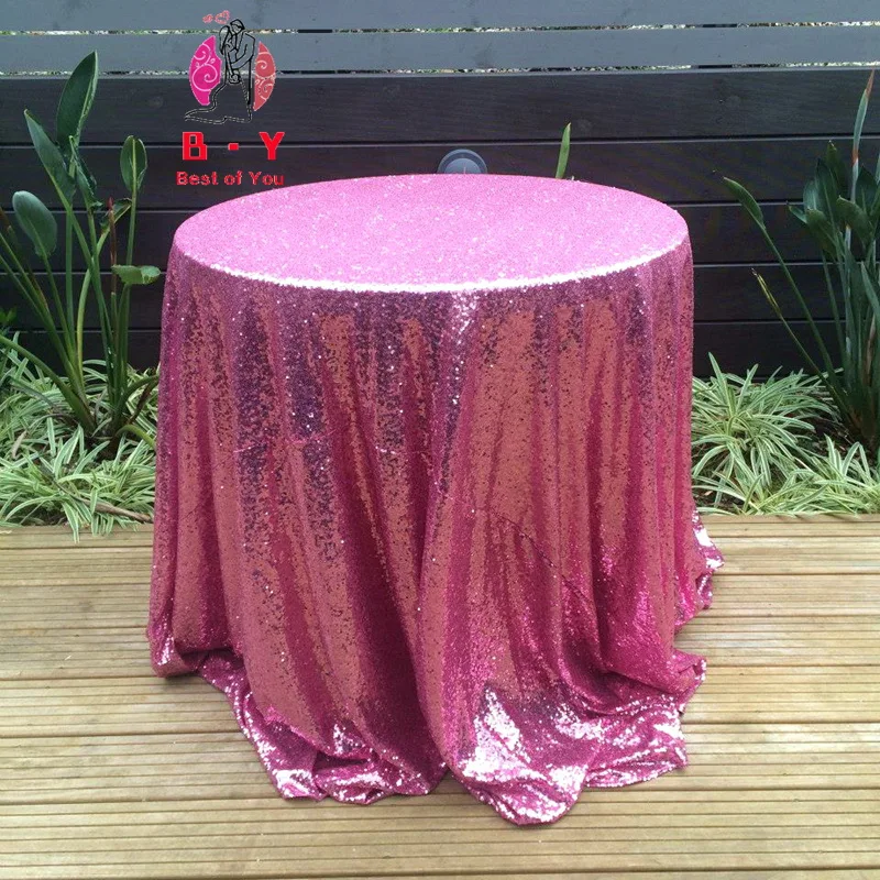 Pink Gold Tablecloth 90x132in Glitter Round Rectangular Embroidered Sequin Table Cover for Wedding Party Christmas Decor