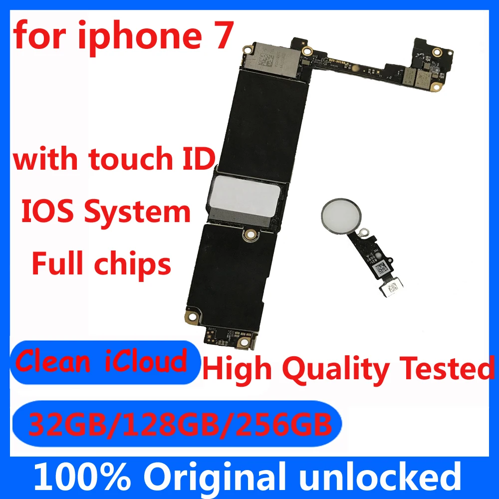 

for iphone 7 Motherboard Original Mainboard 32GB 128GB 256GB Factory unlocked Plate for iphone 7 with / NO touch ID High quality