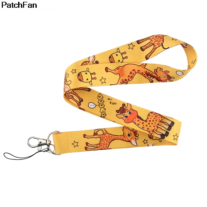 A2605 Patchfan Мультяшные Животные Жираф ремешок для шеи ремешки для безопасности отрыва для мобильного телефона USB ID бейдж держатель ключ