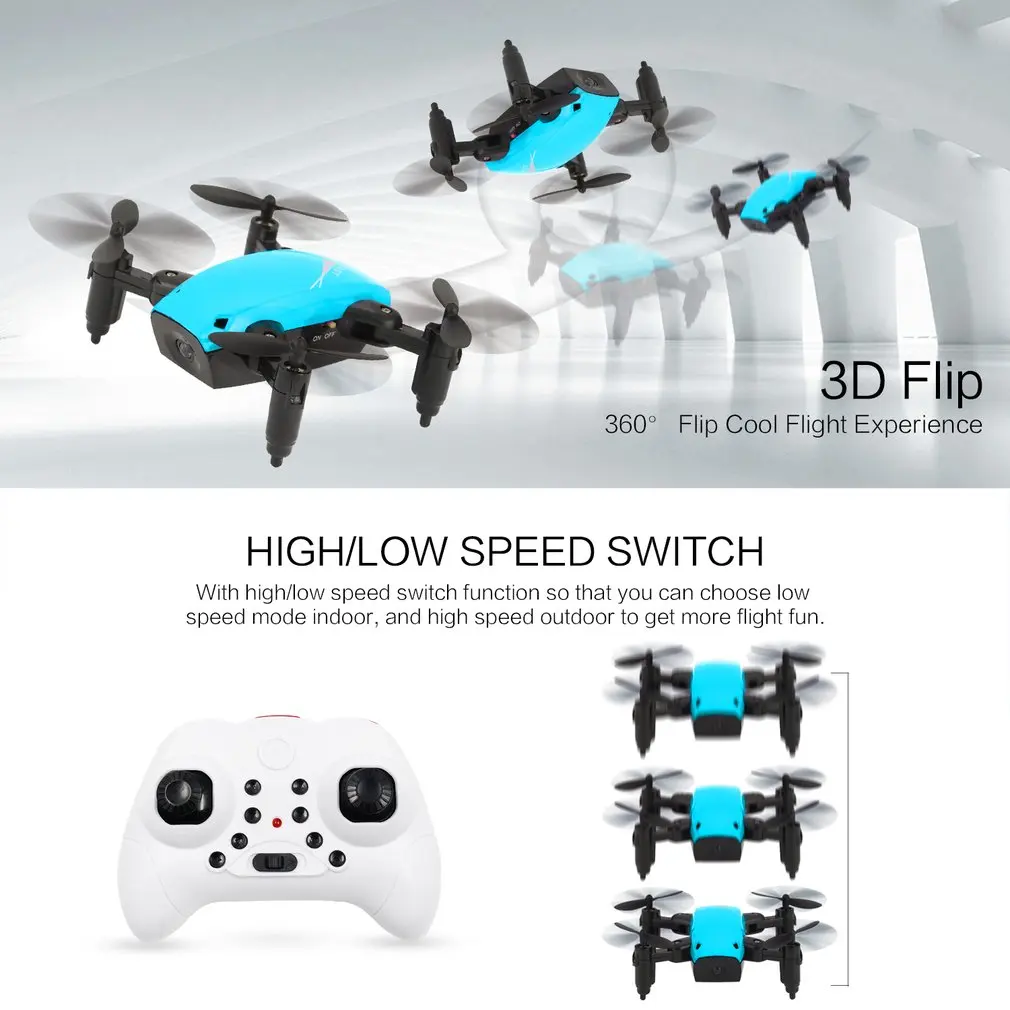 Foldable Mini RC Drone S9 No Camera Drones Headless H/L Speed Switch Dron with Light Altitude Hold Remote Control Quadcopter Toy