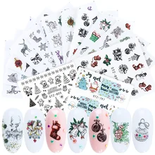 1 шт зима Рождество наклейка на ногти водная слайдер Снежинка Санта Снеговик Наклейки для Ногтей Рождество год Декор советы JISTZ797-905