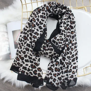 

Long Cotton Blend Warm Gift Soft Elegant Wrap Daily Autumn Winter Christmas Leopard Print Travel Shawl Women Scarf