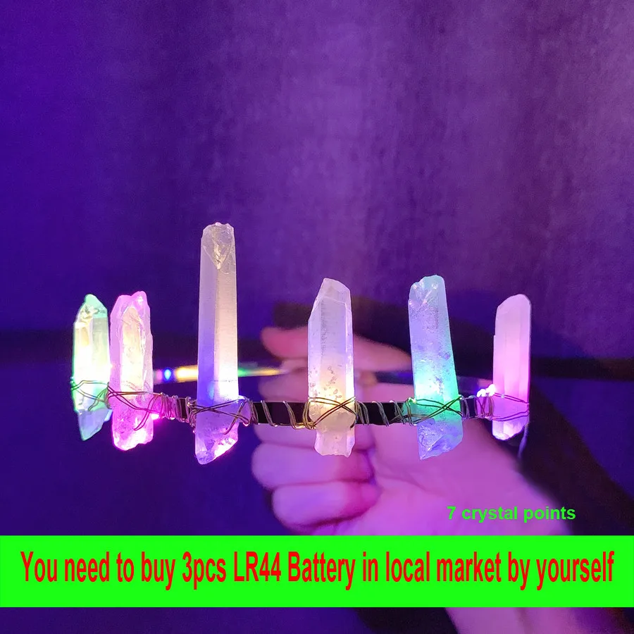 

Color-Changing LED Headpiece Lights Multi LED Light Crown Crystal Crown Festival Light Up Raw Crystal Crown Boho Headpiece