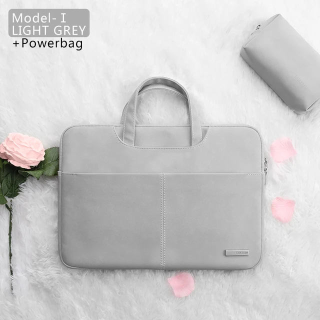 Laptop Bag 13.3 15.6 14 inch Waterproof Notebook Bag Sleeve For Macbook Case M1 Air Pro 13 15 Huawei Shoulder Handbag Briefcase LIGHT GREY 1 SETS