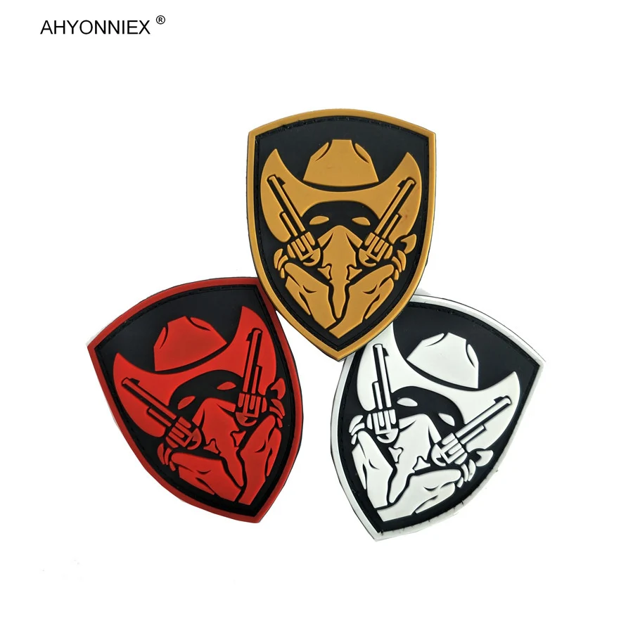 Ahyonniex 1Pc Fashion Luminous Pvc Hook Facetactical Military Patch Medal Of Honor Cowboy Tactical Armband 3D Stickers Badge