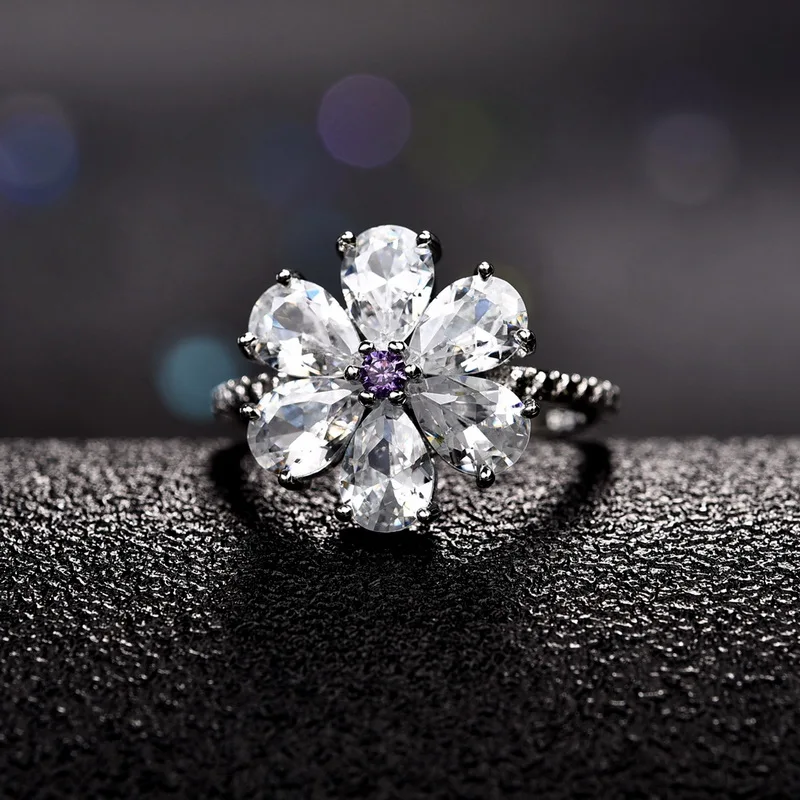 Ring Q820 Элегантные кольца с кубическим цирконием и цветами для женщин, свадебный подарок, роскошные ювелирные изделия, Кристальное кольцо принцессы, женские модные аксессуары Z4K822 - Цвет основного камня: Ring Q820
