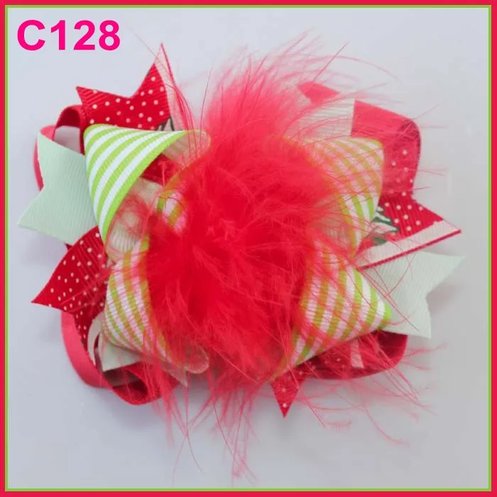 B 15 шт. рождественские банты для волос карамельный тростник бант Санта заколка для волос олень праздник веселая Рождественская бабочка - Цвет: 151023128