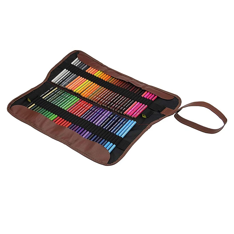 

72 Pcs Individual Colors Premium Colored Pencils Set with Roll Up Pouch Canvas Pen Bag for School Office Artist Sketch