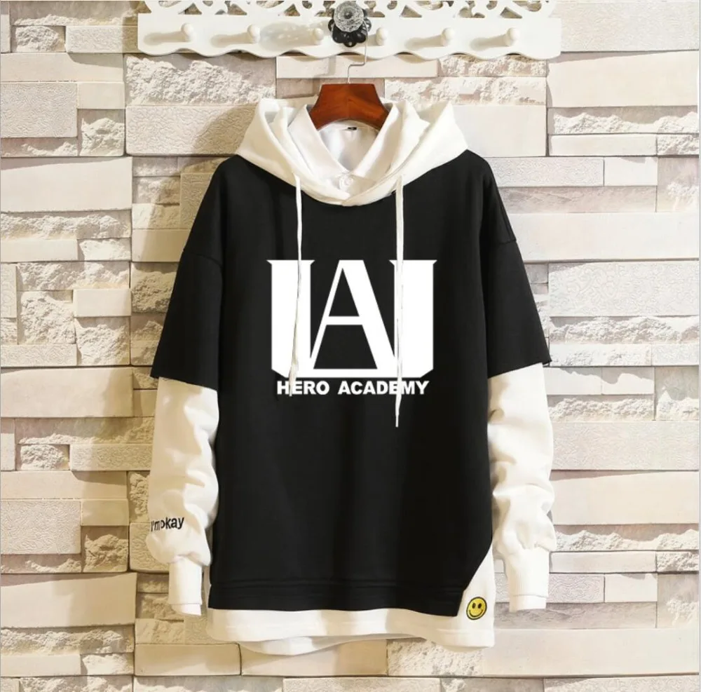 

My Boku no Hero Academia Midoriya Izuku Todoroki Shoto Sportswear Sweatshirts Top Fake Two Piece Cosplay Costume Sweater Hoodie