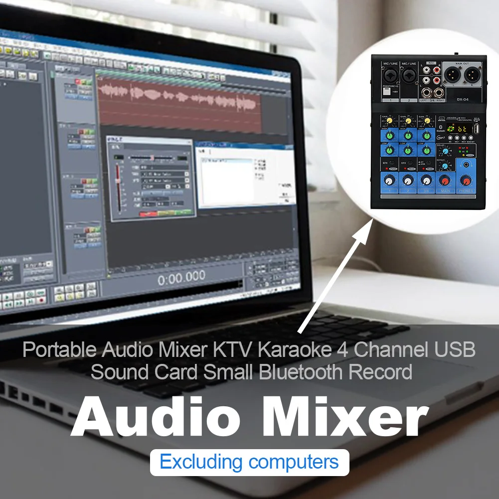 Звуковая карта Bluetooth запись портативный профессиональный звуковой микшер караоке домашний маленький микшерный пульт стерео DJ USB KTV 4 канала