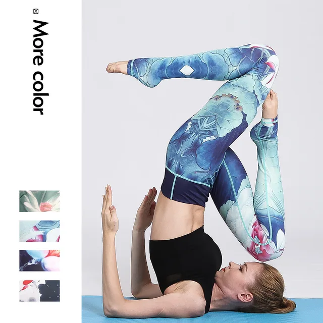 US $14.91 New Style Yoga Pants Women's Ink Printed Sports Clothing Slim Fit Yoga Fitness Sport Fitness Pants 