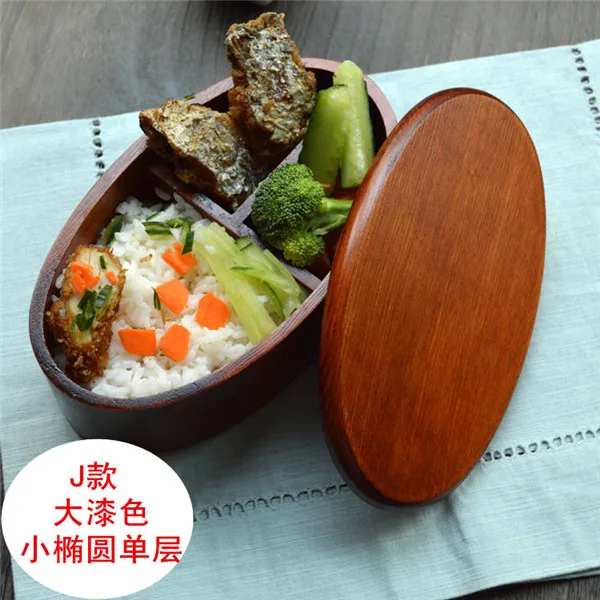 Натуральные Деревянные Ланч-боксы японский Овальный bento box ручной работы деревянный фруктовый суши портативный контейнер для еды студентов столовая посуда