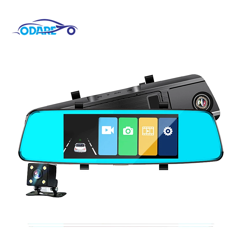 

Odare 7" Car DVR Dual Lens Car Camera Full HD 1080P Video Recorder Rearview Mirror With Rear view DVR Dash Cam Auto Registrator