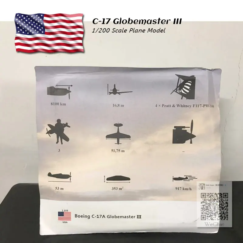 AMER 1/200 масштаб военная модель игрушки США C-17 Globemaster III Военный транспортный самолет литой металлический самолет модель игрушки для подарка