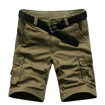 

Men's Summer Fashion Tooling Shorts Men's Solid color Casual Cotton Knee Length Work Shorts Plus Size 29-40 42 44 No belt