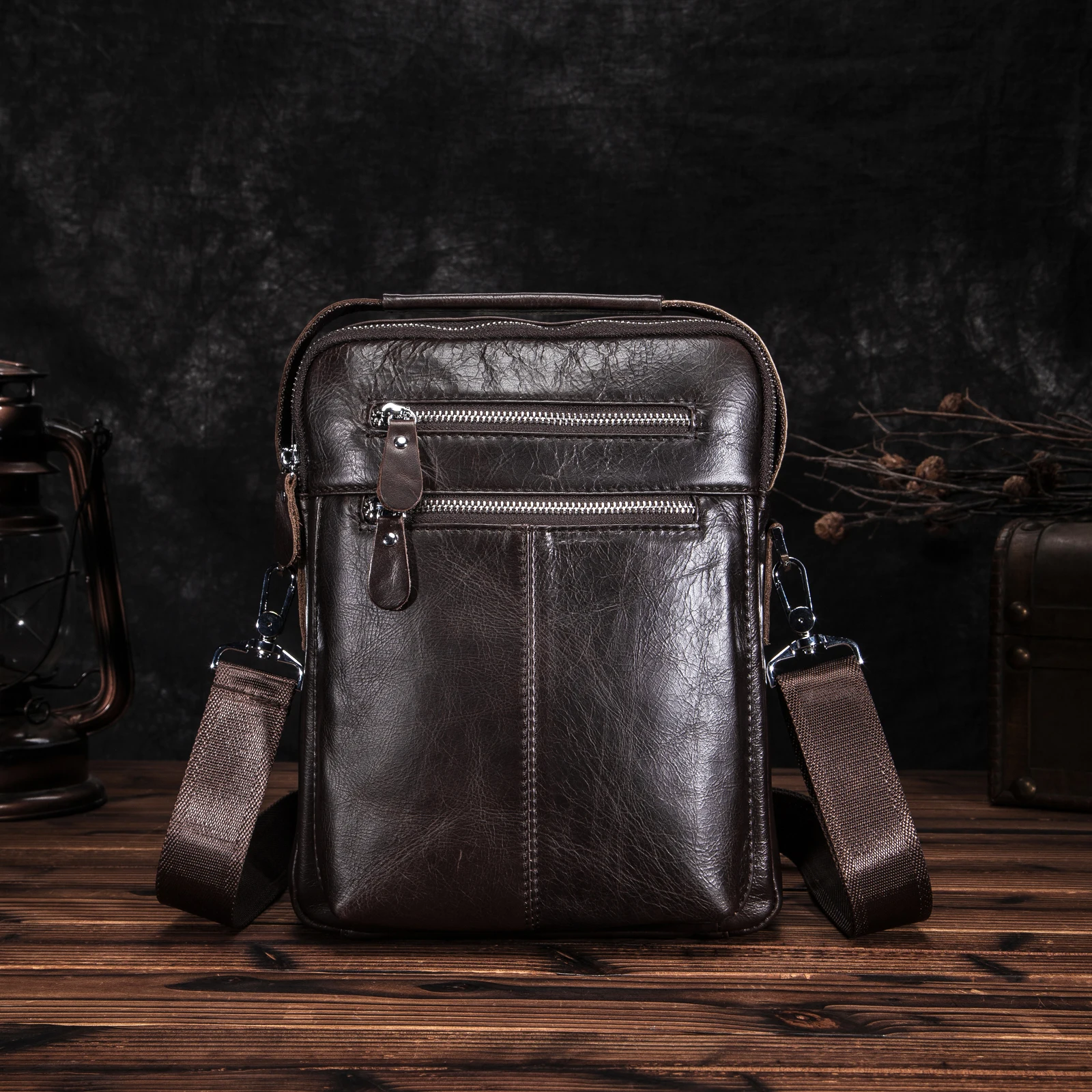 Quality Leather Male Casual Coffee Design School Shoulder Messenger bag Fashion College 10&quot Tablet Tote Book Satchel 5010 |