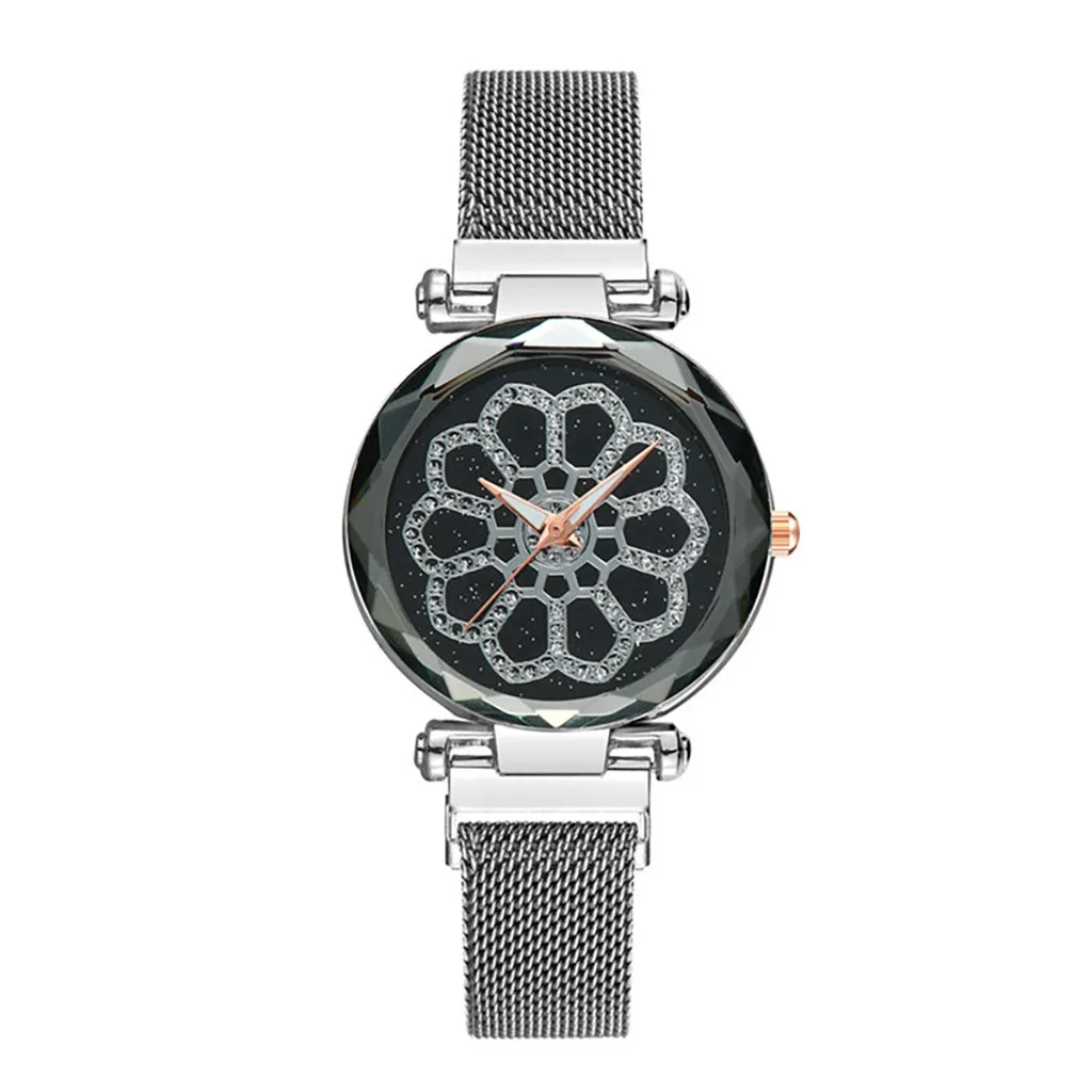 Серебристый Reloj mujer женские часы модные бриллиантовые Дамские Кварцевые сетчатые часы с большим циферблатом ленивый браслет часы bayan kol saati - Цвет: Серебристый