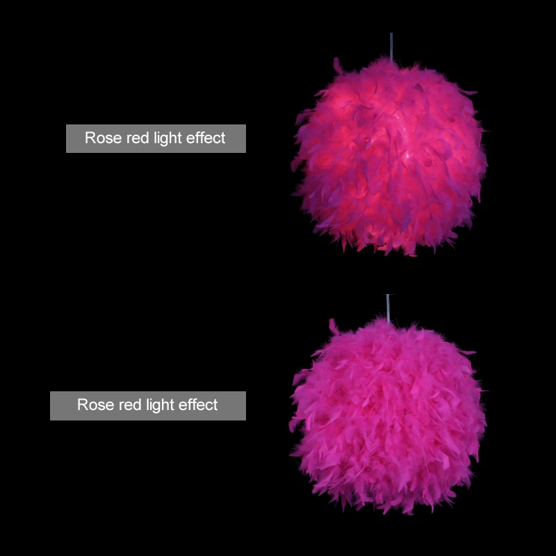 Современный стиль розовый/белый 110-220 В перьевая шариковая лампа затемненный потолочный светильник абажур спальня гостиная E27 мягкий безопасный деко