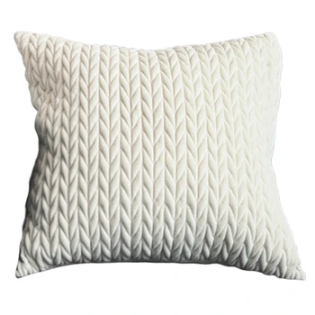 

Cushion Cover Solid Twist Embroidered Square Pillow Case Ivory Grey Cotton Pillow Cover 45X45cm Home Decoration-White