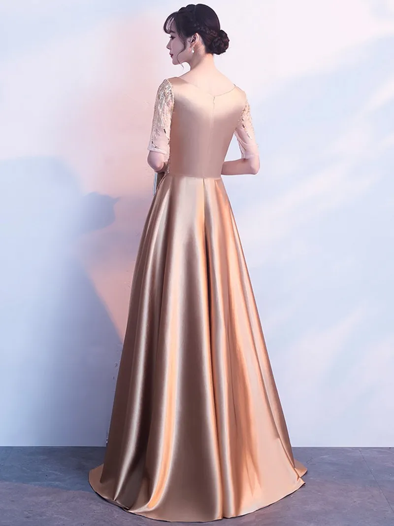 Erosebridal с коротким рукавом Длинное Элегантное вечернее платье вечерние блестящие пайетки для тела Вечерние платья для женщин