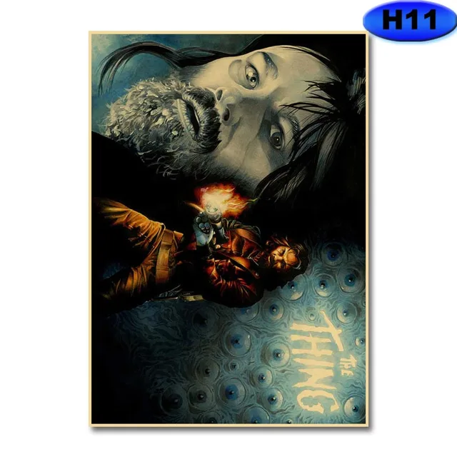 Retro Kraft Paper Movie Posters Classic Horror Movie The Thing Poster Home Decor Living Room Bar Cafe Art Painting Wall Sticker H11