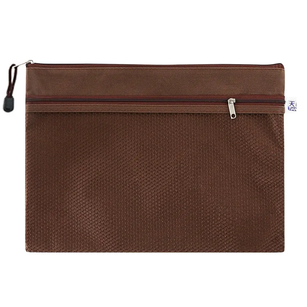 coffee TS-101Folders для A4 двухслойная Водонепроницаемая рубашечная ткань, молния бумажная папка для документов сумка для бумаги А4 s канцелярская сумка - Цвет: coffee