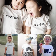 Camiseta para niño y niña pequeña, ropa para niño pequeño, camisetas de algodón de manga corta, playeras en blanco con letras impresas