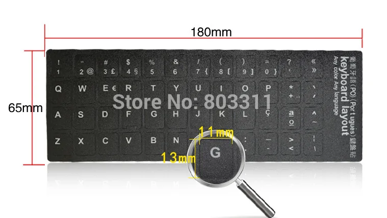 Potuguese PO Stiker Keyboard Label untuk Laptop Notebook Komputer Stiker Matte Warna Hitam dan Putih untuk Keyboard
