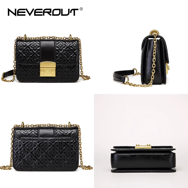 Женская сумка мессенджер NEVEROUT черная Повседневная через плечо из натуральной