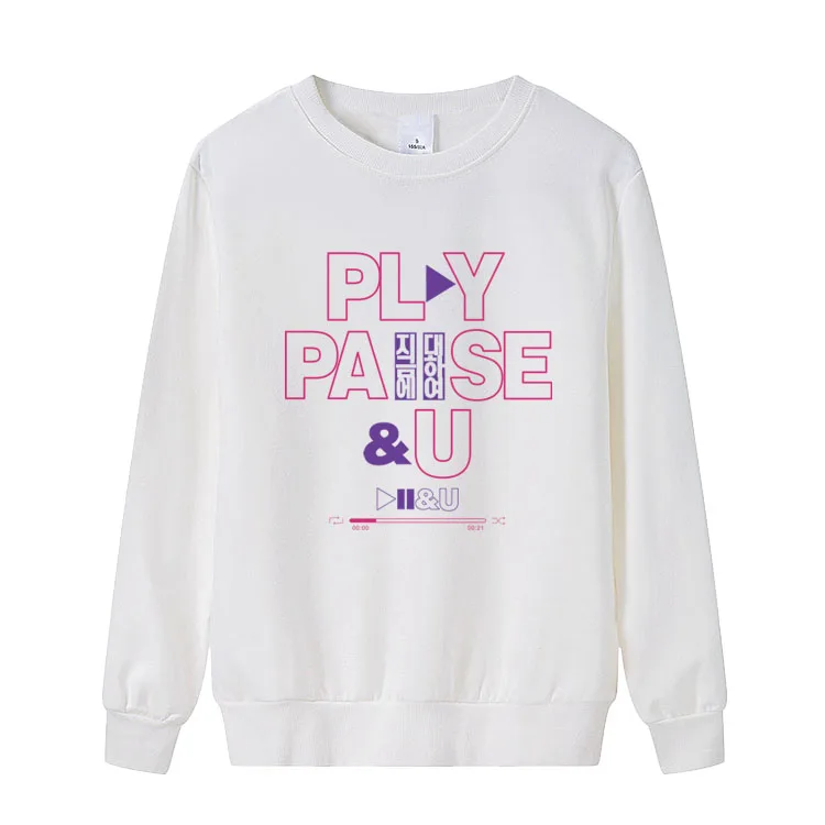 Новое поступление kpop iu 11 лет play pause и u же свитшот с принтом унисекс модный тонкий пуловер толстовки - Цвет: 3