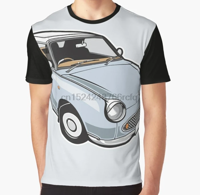 Женская футболка с 3D принтом, Мужская забавная футболка Nissan Figaro-Pale Aqua Graphic, футболка