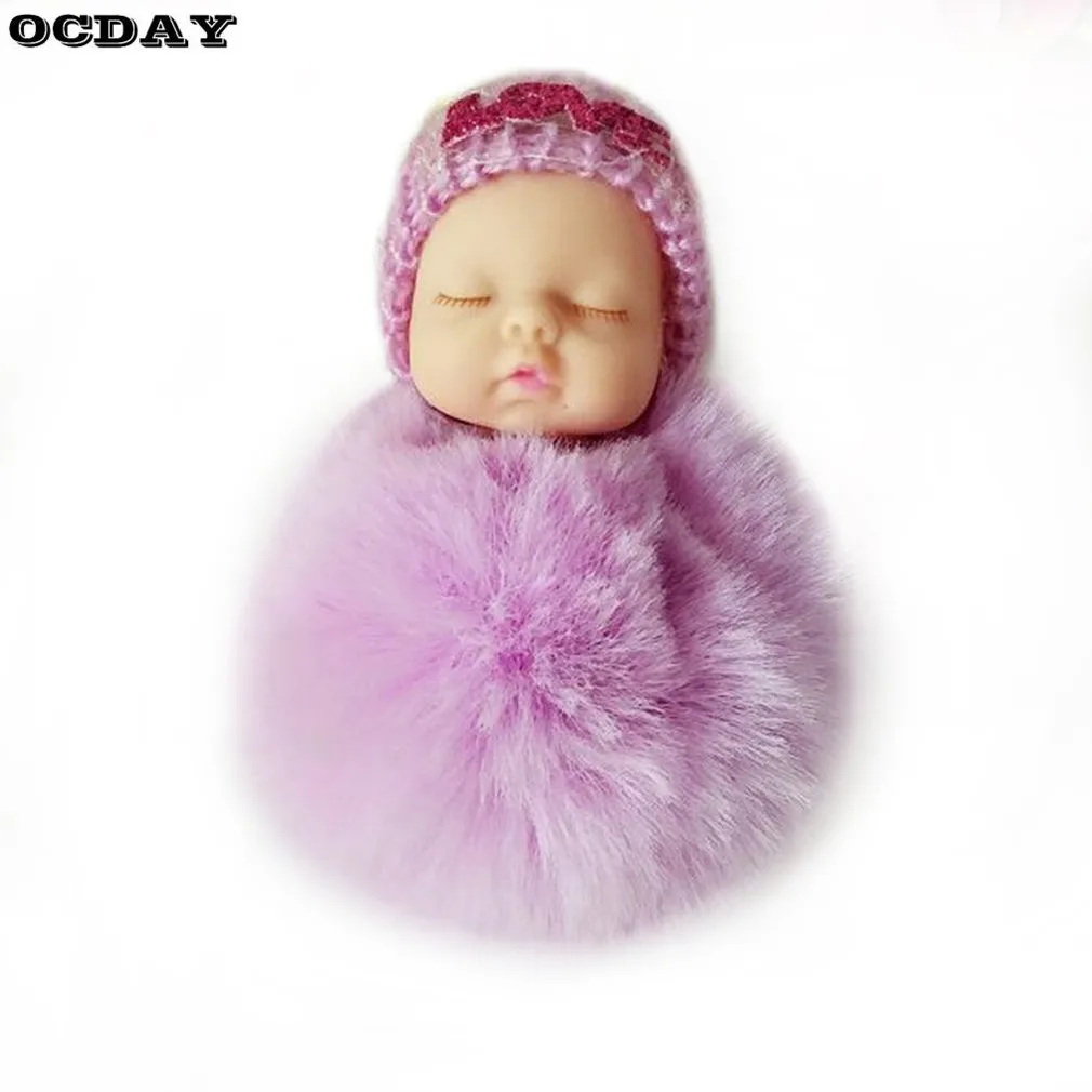 OCDAY Sleeping Baby Doll плюшевый брелок креативный милый маленький мягкий меховой кукольный кулон автомобильный мешок шарм пушистый шар брелок игрушка для детей