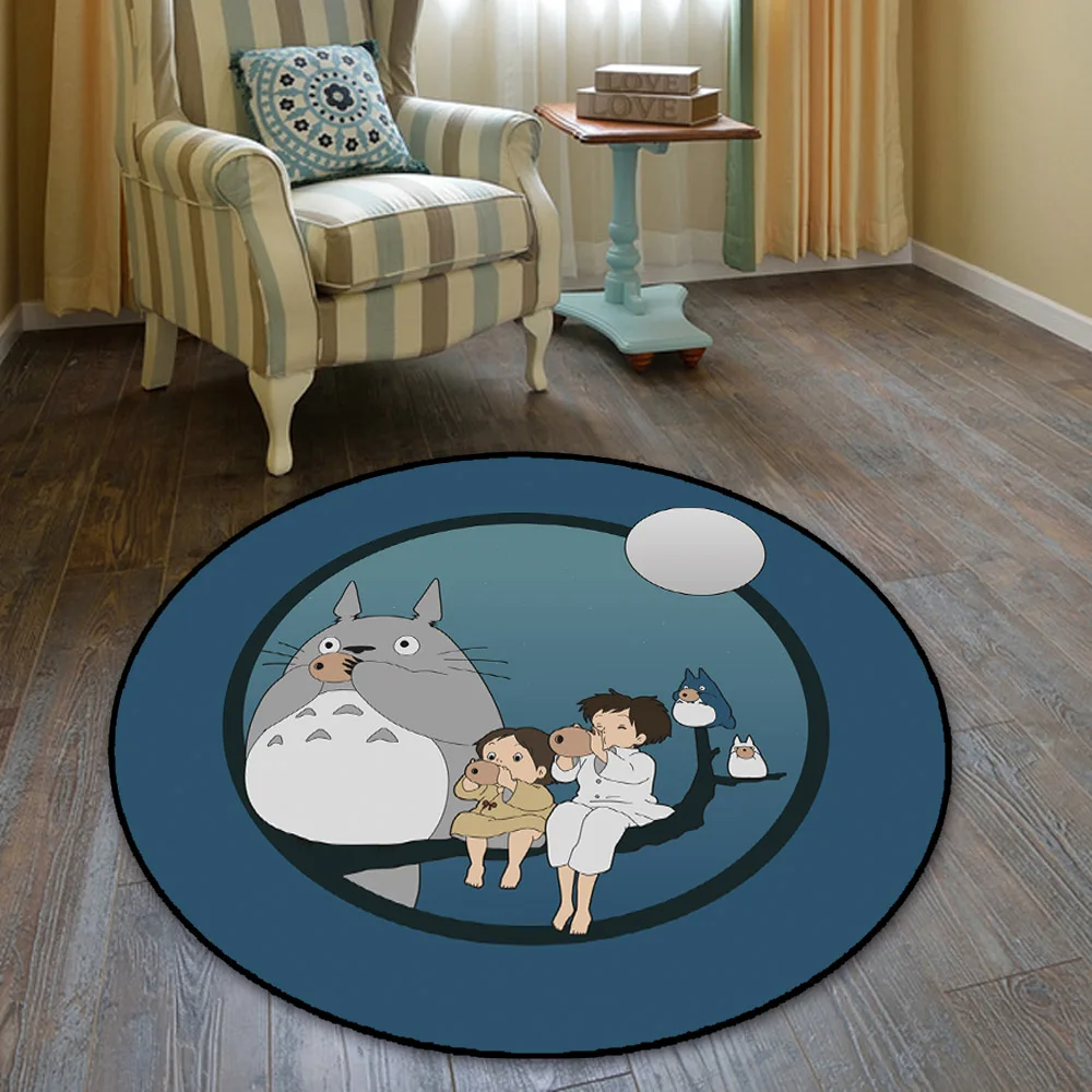 Синий Тоторо круглый ковер My Neighbor Cat Moon Tree напольный коврик для дома гостиницы