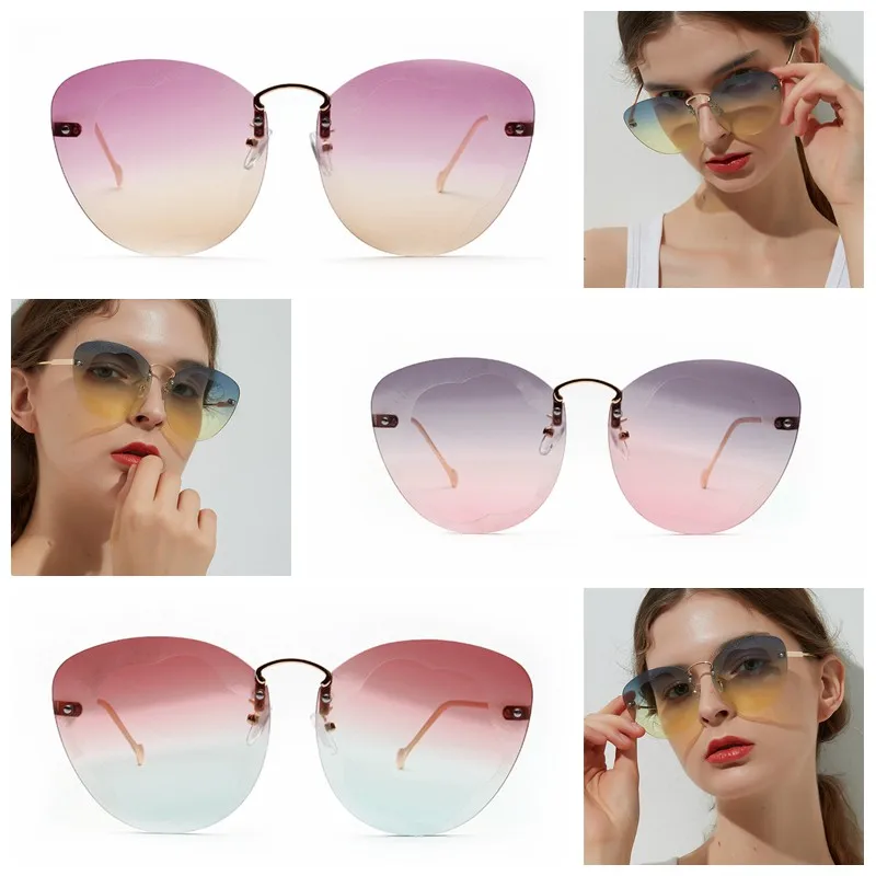 Мода Glasse прозрачные прогрессивные цветные линзы Ac без полей кошачий глаз очки Женские Красочные Кристальные солнцезащитные очки