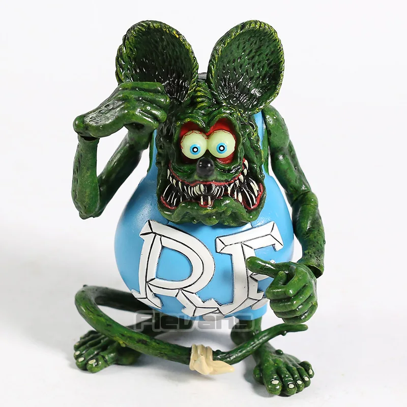 Rat Fink зеленая Толстая мышка ПВХ фигурка коллекционная игрушка кукла подарок на день рождения - Цвет: Синий